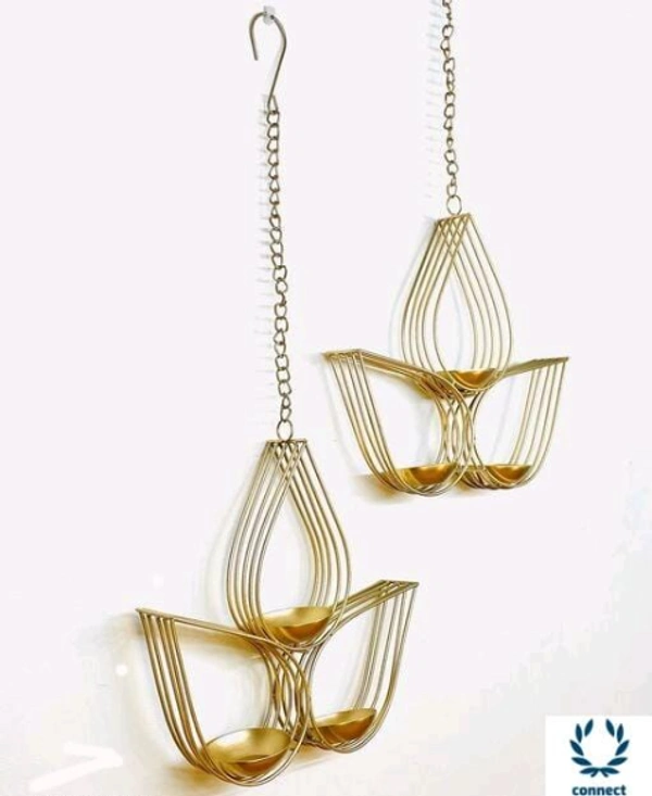 Arsh Metal World Wall Hanging Tealight Candle Holder for Home Decor - Metal, Tea Light Holder, Pack of2